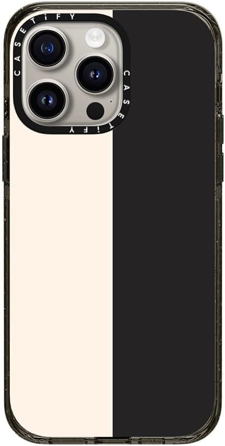 CASETiFY Impact iPhone 15 Pro Max Case [4X Military Grade Drop Tested / 8.2ft Drop Protection/Compatible with Magsafe] White/Black Colorblock - Clear Black