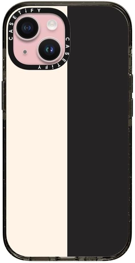 CASETiFY Impact iPhone 15 Pro Max Case [4X Military Grade Drop Tested / 8.2ft Drop Protection/Compatible with Magsafe] White/Black Colorblock - Clear Black