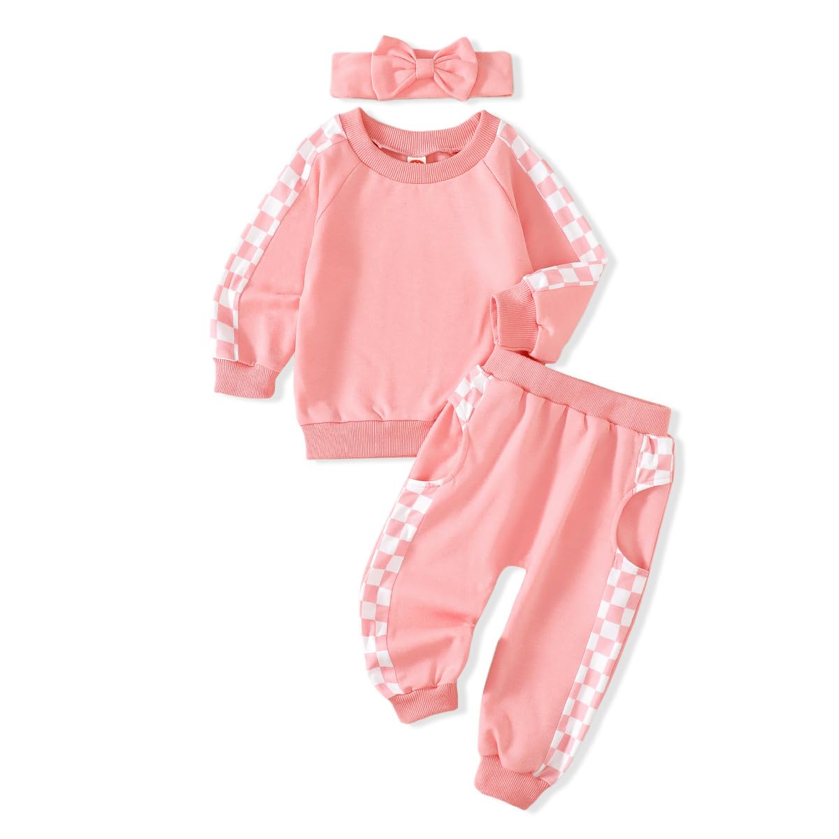 AMAWMW Infant Baby Girl Clothes Long Sleeve Loose Sweatshirts Pockets Pants Headband Outfits Fall Winter Spring Gift
