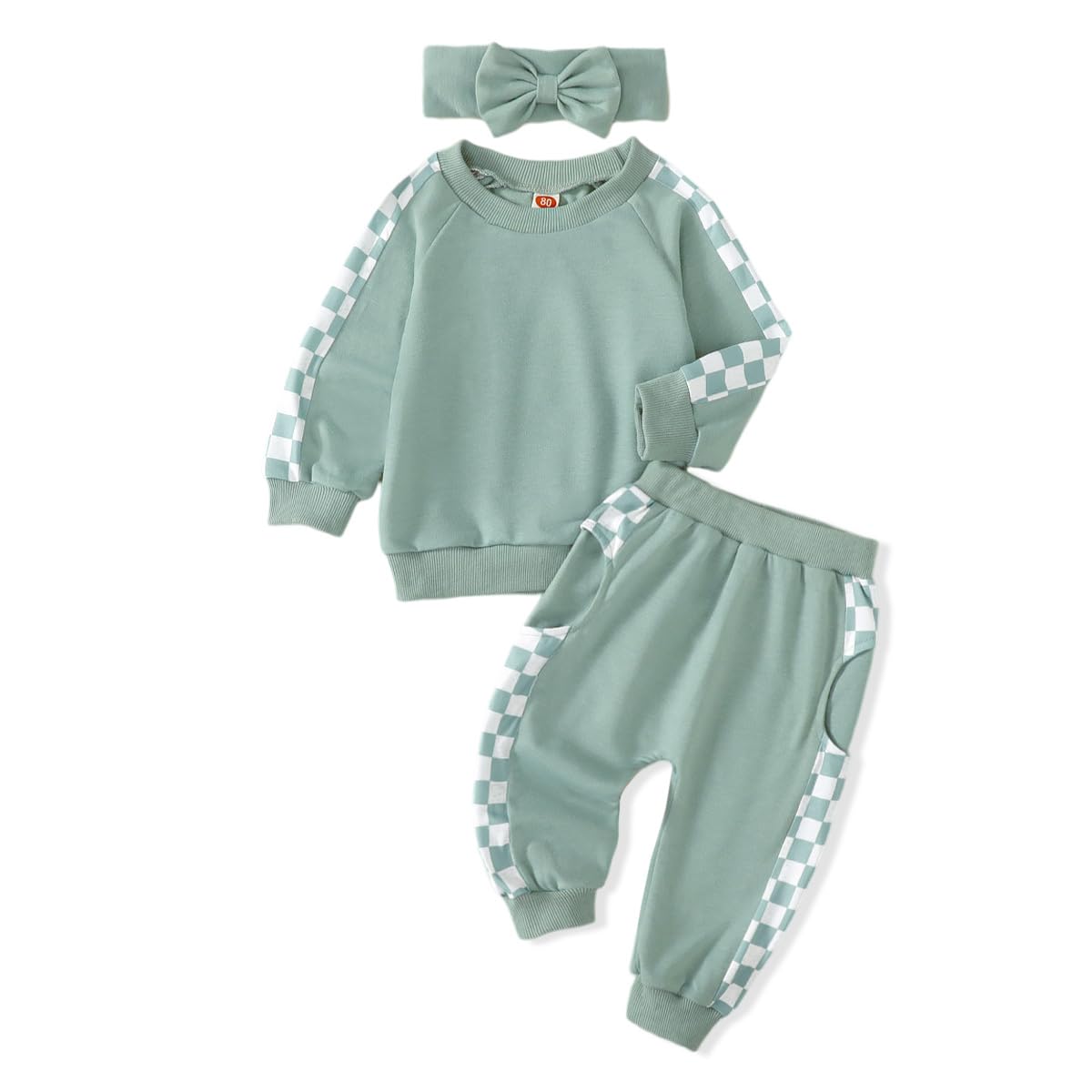 AMAWMW Infant Baby Girl Clothes Long Sleeve Loose Sweatshirts Pockets Pants Headband Outfits Fall Winter Spring Gift
