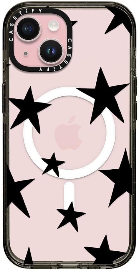 CASETiFY Impact iPhone 15 Pro Max Case [4X Military Grade Drop Tested / 8.2ft Drop Protection/Compatible with Magsafe] White/Black Colorblock - Clear Black