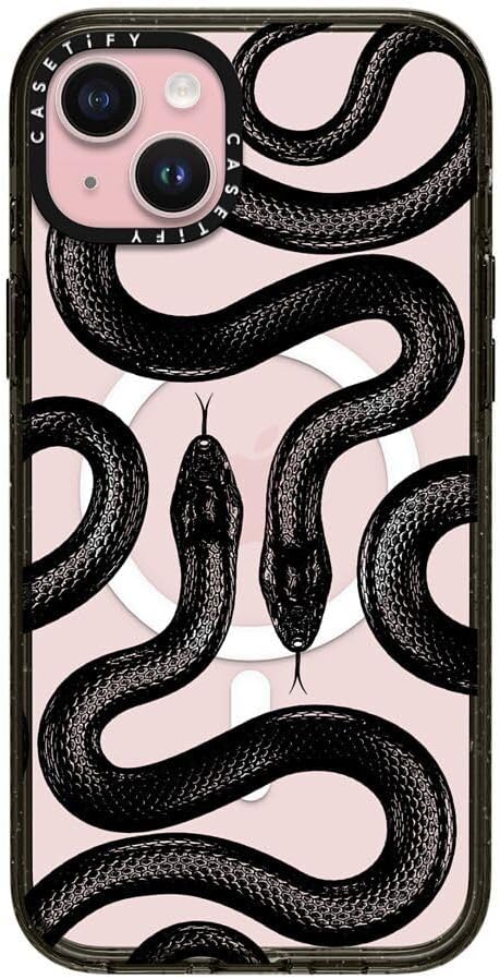 CASETiFY Impact iPhone 15 Pro Max Case [4X Military Grade Drop Tested / 8.2ft Drop Protection/Compatible with Magsafe] White/Black Colorblock - Clear Black