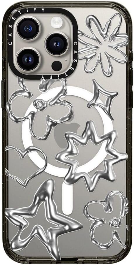 CASETiFY Impact iPhone 15 Pro Max Case [4X Military Grade Drop Tested / 8.2ft Drop Protection/Compatible with Magsafe] White/Black Colorblock - Clear Black