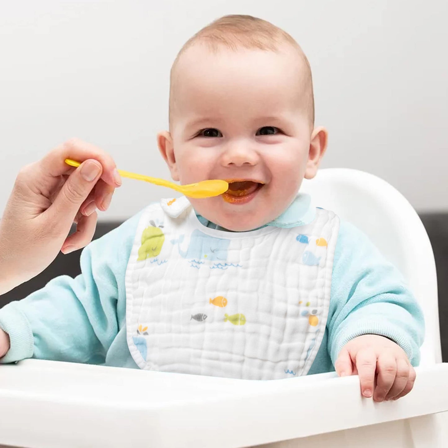 Zainpe 6Pcs Snap Muslin Cotton Bibs for Baby Love Heart Milk Letter Pattern Bib with 6 Absorbent Soft Layers, Machine Washable Burp Cloths for Infants Newborns Toddlers Drooling Feeding and Teething