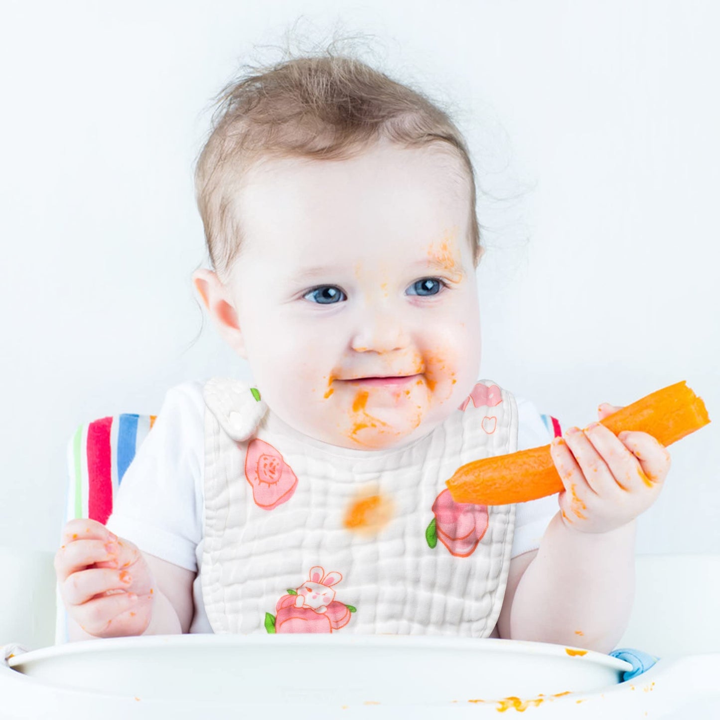 Zainpe 6Pcs Snap Muslin Cotton Bibs for Baby Love Heart Milk Letter Pattern Bib with 6 Absorbent Soft Layers, Machine Washable Burp Cloths for Infants Newborns Toddlers Drooling Feeding and Teething