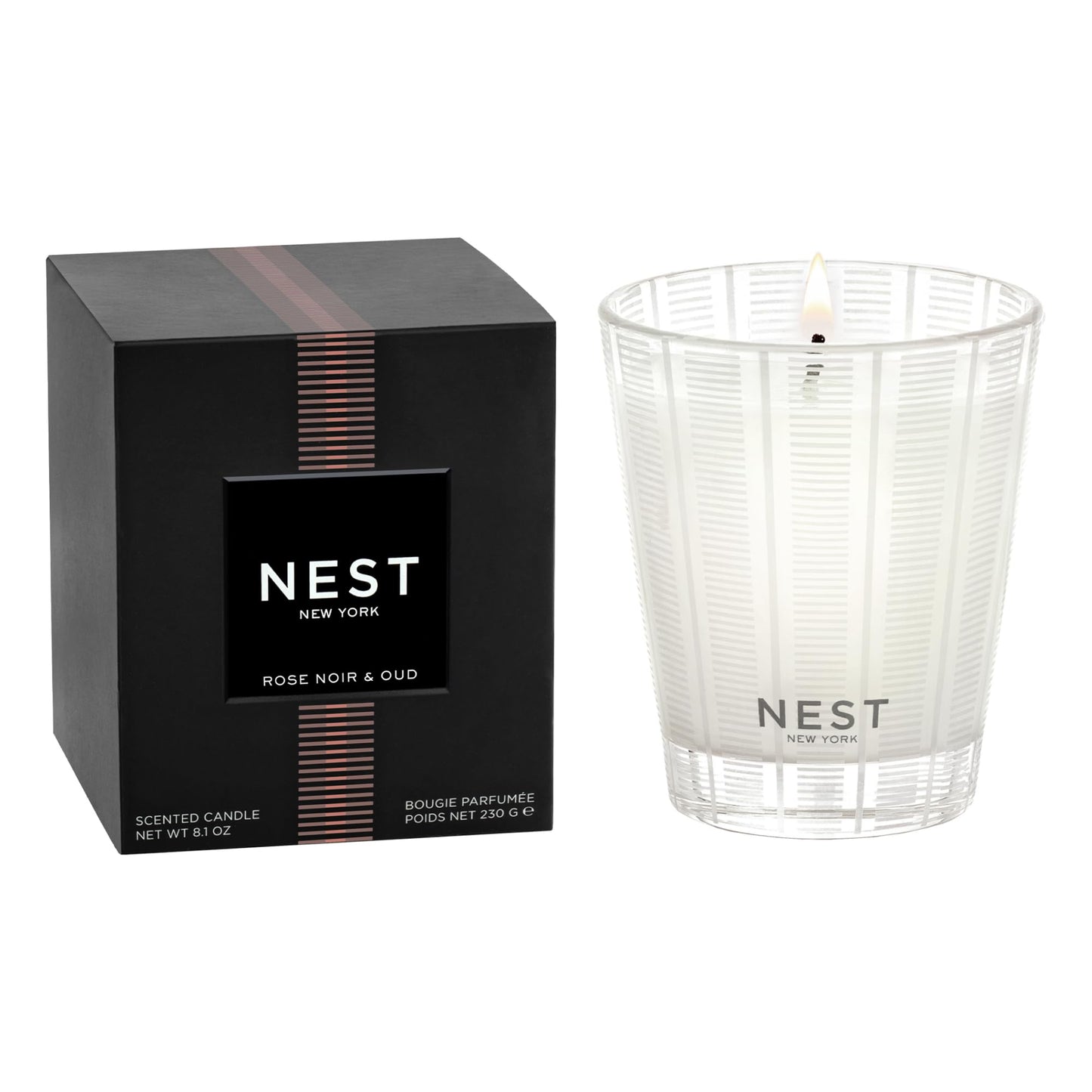 NEST New York Scented Classic Candle, Amber & Incense - 8.1 oz - Up to 60-Hour Burn Time - Reusable Glass Vessel