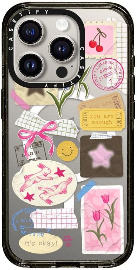 CASETiFY Impact iPhone 15 Pro Max Case [4X Military Grade Drop Tested / 8.2ft Drop Protection/Compatible with Magsafe] White/Black Colorblock - Clear Black