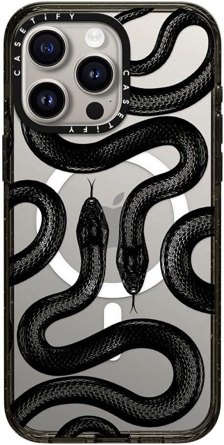 CASETiFY Impact iPhone 15 Pro Max Case [4X Military Grade Drop Tested / 8.2ft Drop Protection/Compatible with Magsafe] White/Black Colorblock - Clear Black