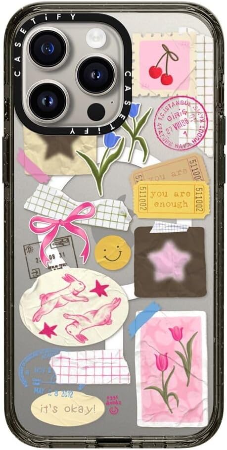 CASETiFY Impact iPhone 15 Pro Max Case [4X Military Grade Drop Tested / 8.2ft Drop Protection/Compatible with Magsafe] White/Black Colorblock - Clear Black