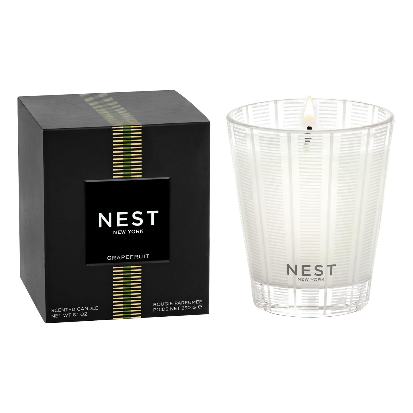NEST New York Scented Classic Candle, Amber & Incense - 8.1 oz - Up to 60-Hour Burn Time - Reusable Glass Vessel