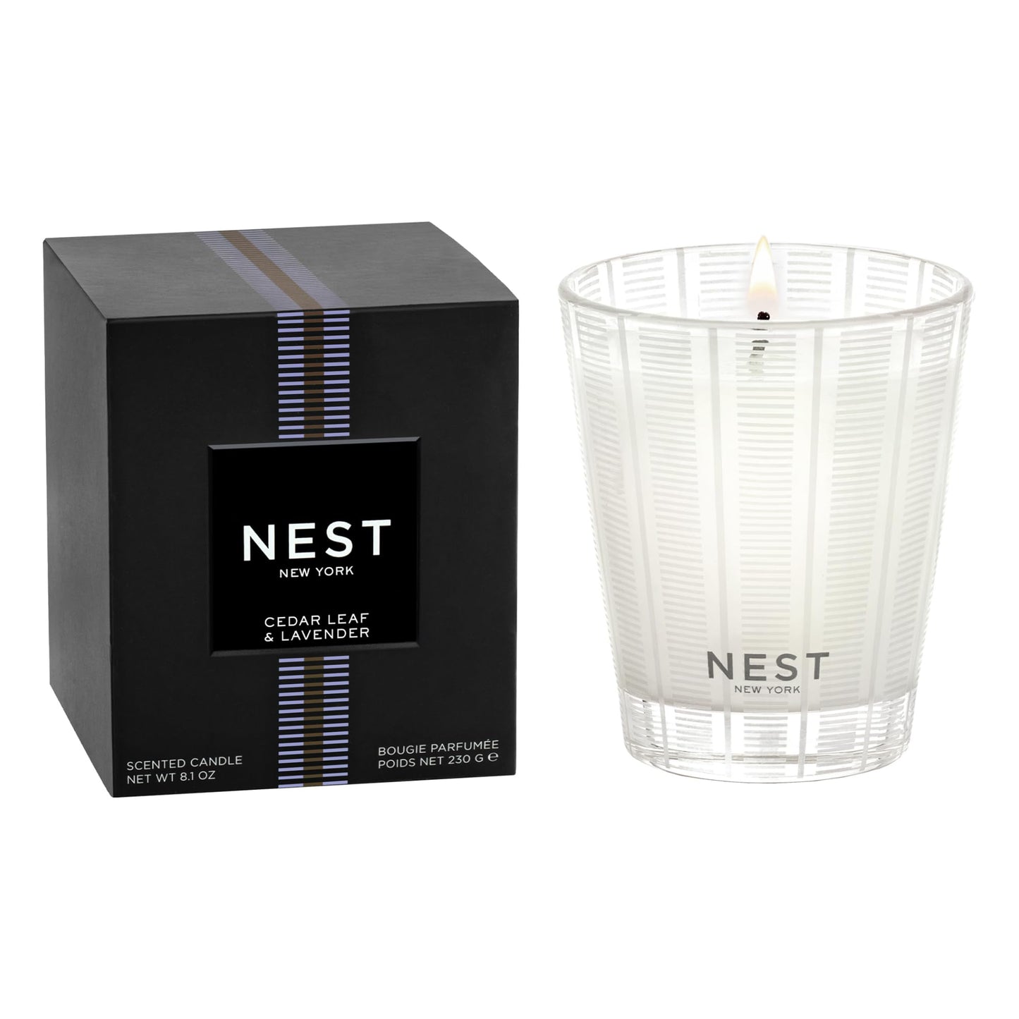 NEST New York Scented Classic Candle, Amber & Incense - 8.1 oz - Up to 60-Hour Burn Time - Reusable Glass Vessel