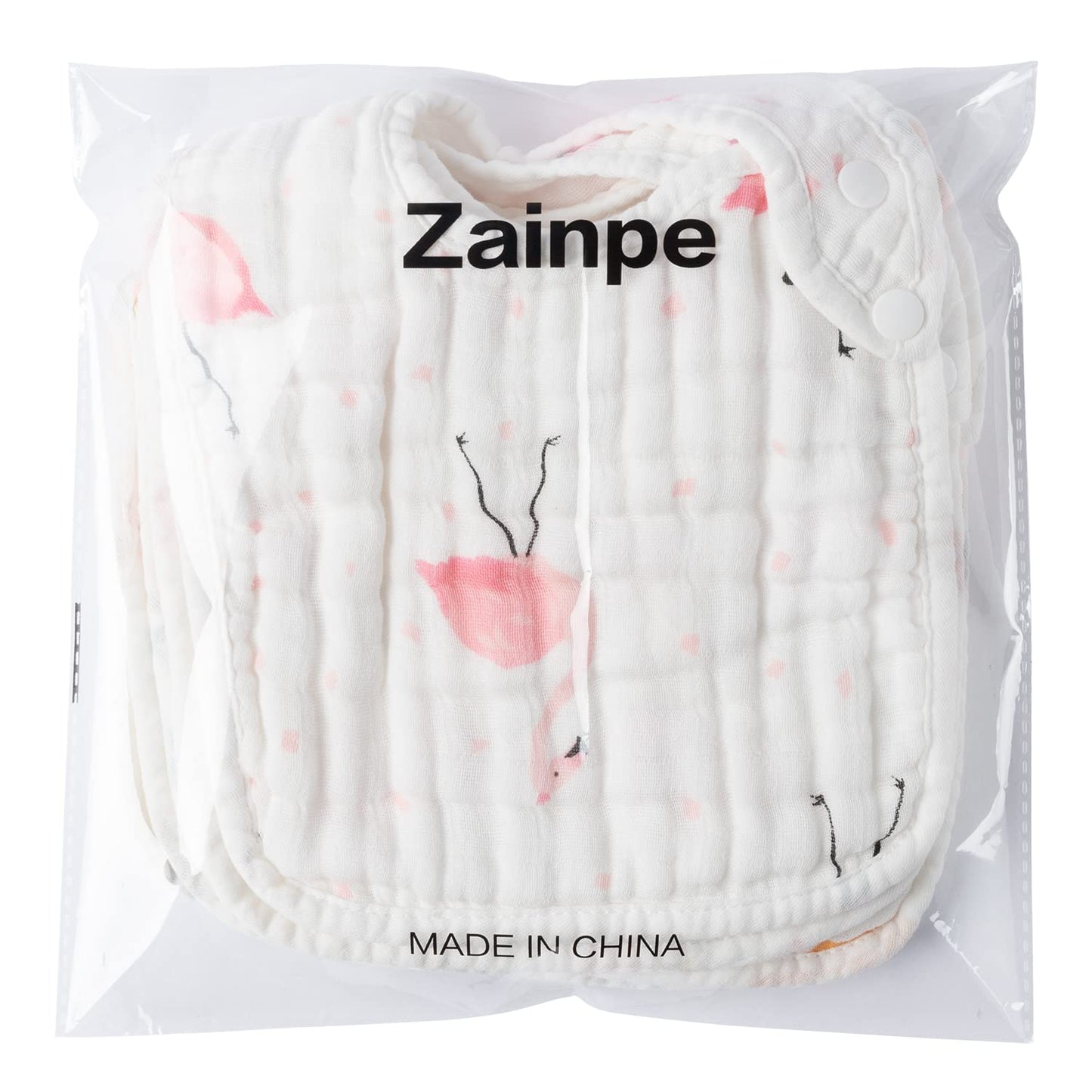 Zainpe 6Pcs Snap Muslin Cotton Bibs for Baby Love Heart Milk Letter Pattern Bib with 6 Absorbent Soft Layers, Machine Washable Burp Cloths for Infants Newborns Toddlers Drooling Feeding and Teething