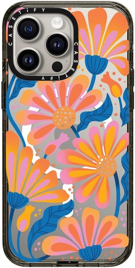 CASETiFY Impact iPhone 15 Pro Max Case [4X Military Grade Drop Tested / 8.2ft Drop Protection/Compatible with Magsafe] White/Black Colorblock - Clear Black