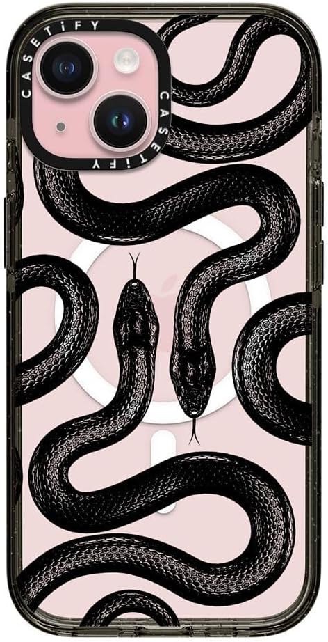 CASETiFY Impact iPhone 15 Pro Max Case [4X Military Grade Drop Tested / 8.2ft Drop Protection/Compatible with Magsafe] White/Black Colorblock - Clear Black