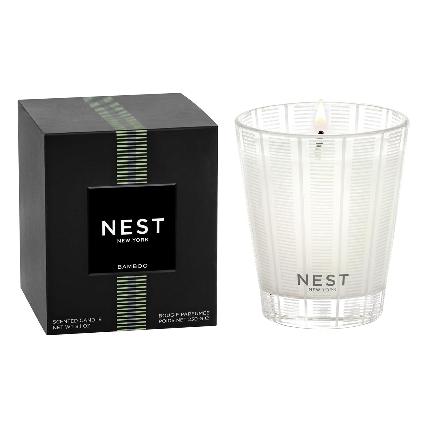 NEST New York Scented Classic Candle, Amber & Incense - 8.1 oz - Up to 60-Hour Burn Time - Reusable Glass Vessel