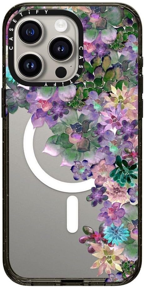 CASETiFY Impact iPhone 15 Pro Max Case [4X Military Grade Drop Tested / 8.2ft Drop Protection/Compatible with Magsafe] White/Black Colorblock - Clear Black