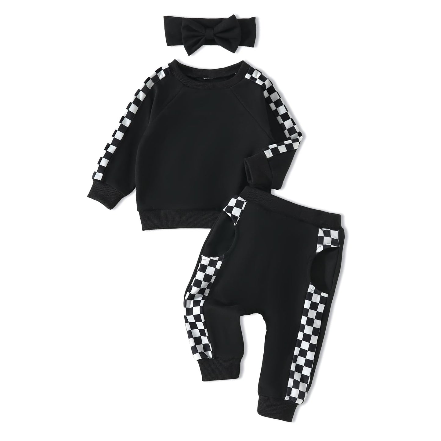 AMAWMW Infant Baby Girl Clothes Long Sleeve Loose Sweatshirts Pockets Pants Headband Outfits Fall Winter Spring Gift