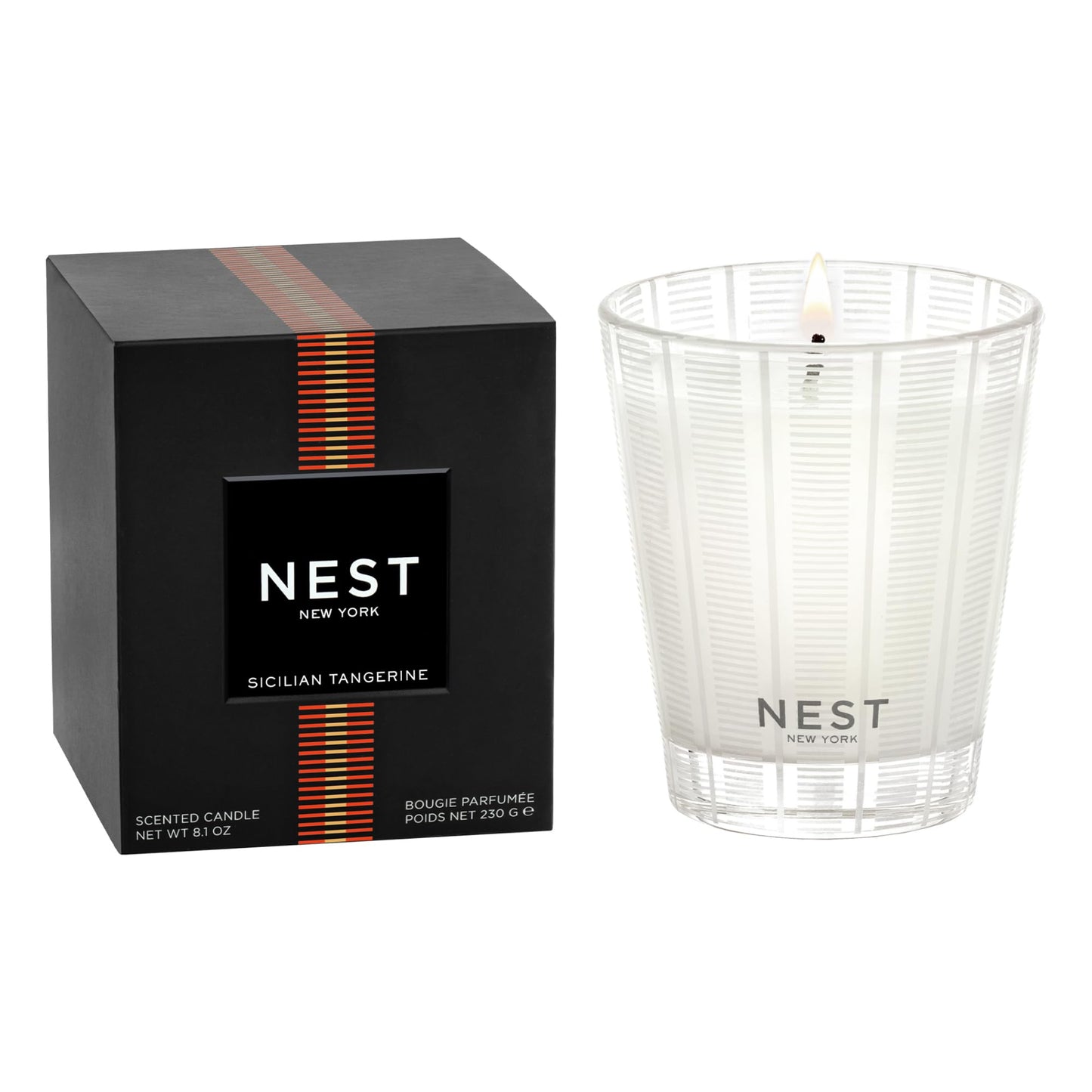 NEST New York Scented Classic Candle, Amber & Incense - 8.1 oz - Up to 60-Hour Burn Time - Reusable Glass Vessel