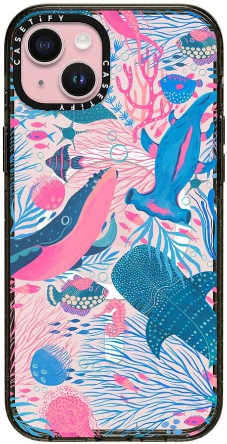 CASETiFY Impact iPhone 15 Pro Max Case [4X Military Grade Drop Tested / 8.2ft Drop Protection/Compatible with Magsafe] White/Black Colorblock - Clear Black