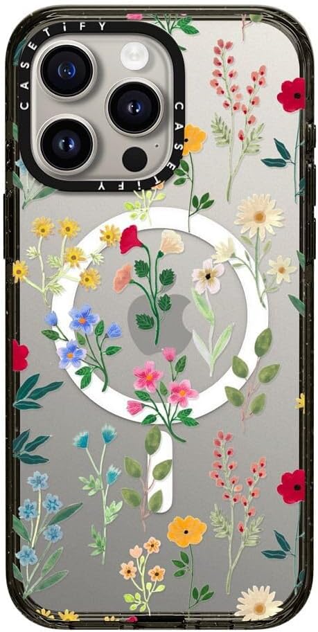 CASETiFY Impact iPhone 15 Pro Max Case [4X Military Grade Drop Tested / 8.2ft Drop Protection/Compatible with Magsafe] White/Black Colorblock - Clear Black