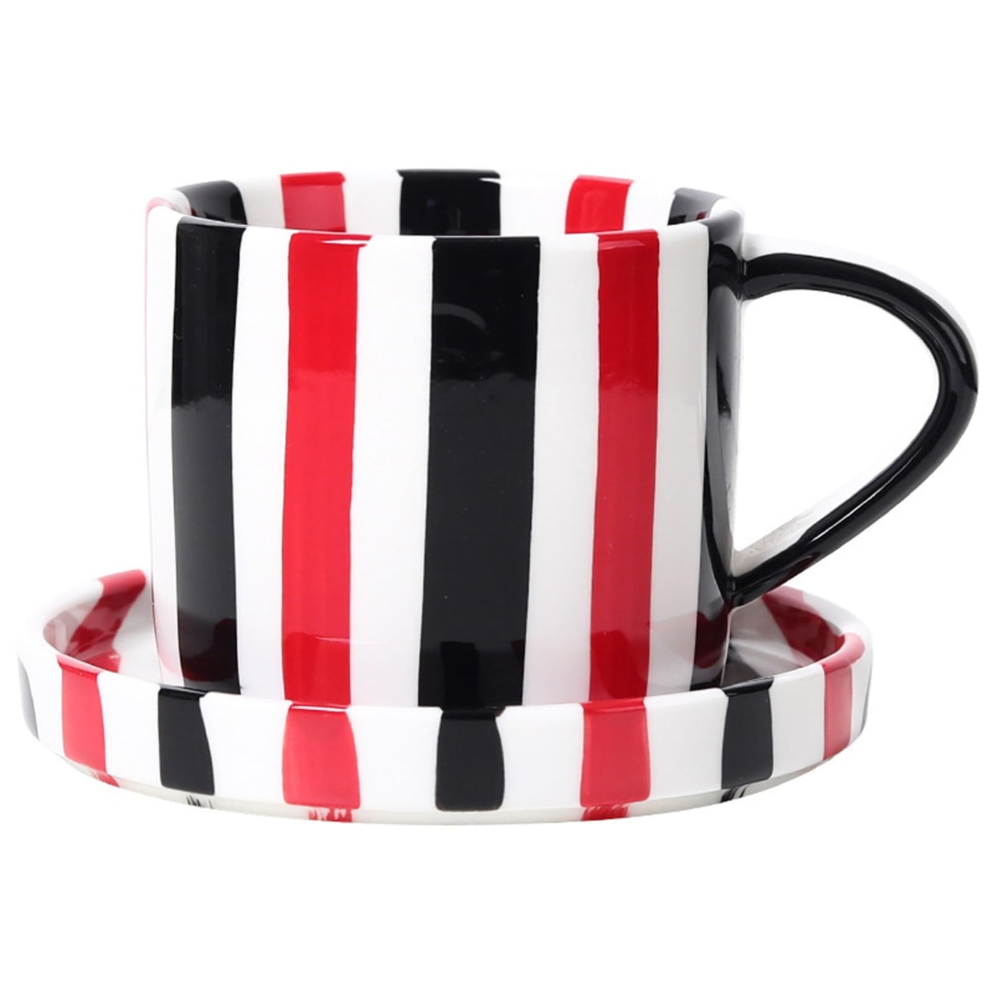 8 Oz Ceramic Coffee Mug Espresso Cups with Saucer Mug And Saucer Set Cup And Saucer Coffee Cups with Saucers Coffee Cups And Saucers,Black