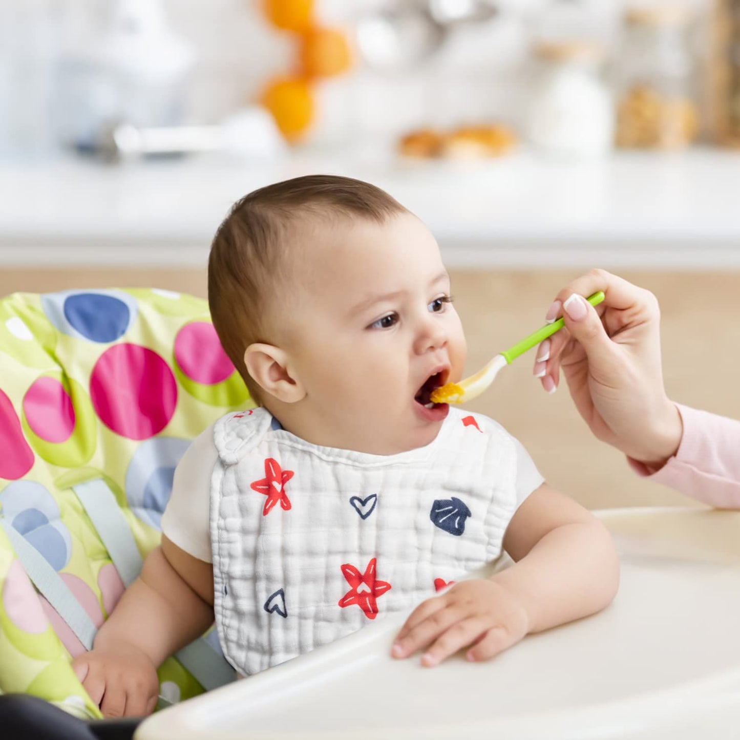 Zainpe 6Pcs Snap Muslin Cotton Bibs for Baby Love Heart Milk Letter Pattern Bib with 6 Absorbent Soft Layers, Machine Washable Burp Cloths for Infants Newborns Toddlers Drooling Feeding and Teething