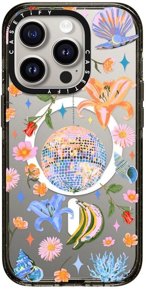 CASETiFY Impact iPhone 15 Pro Max Case [4X Military Grade Drop Tested / 8.2ft Drop Protection/Compatible with Magsafe] White/Black Colorblock - Clear Black