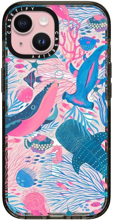 CASETiFY Impact iPhone 15 Pro Max Case [4X Military Grade Drop Tested / 8.2ft Drop Protection/Compatible with Magsafe] White/Black Colorblock - Clear Black