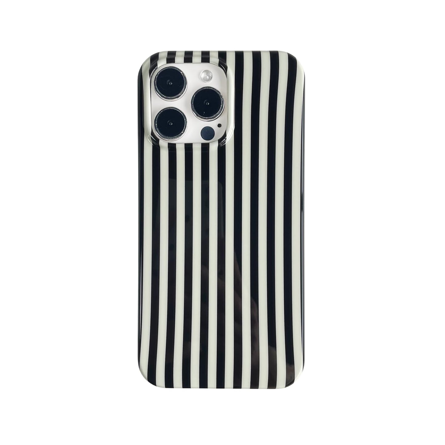 Cute Striped Phone Case Compatible with iPhone 14/13 6.1",Aesthetic Trendy Retro Stripe Pattern Chic Pretty Stylish Protective Girls Women Cover for iPhone 14/13-Black White