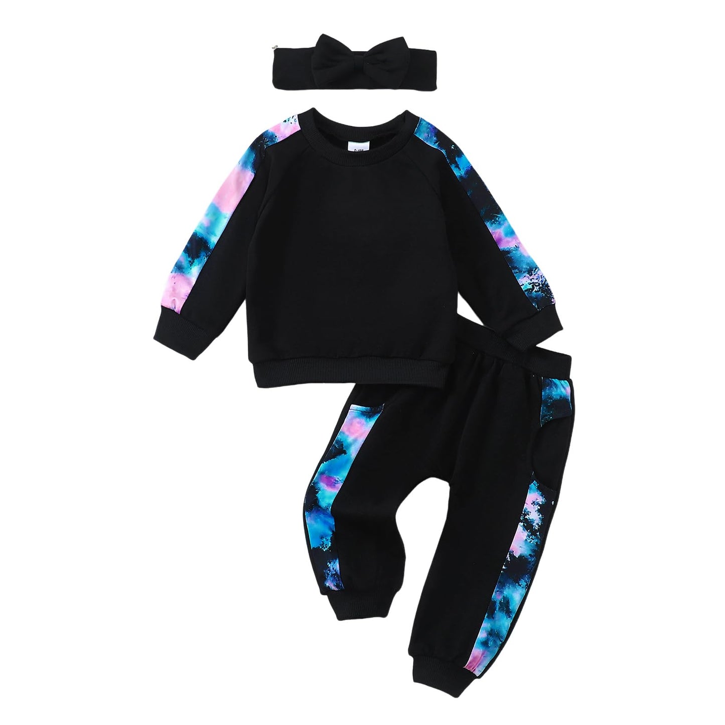 AMAWMW Infant Baby Girl Clothes Long Sleeve Loose Sweatshirts Pockets Pants Headband Outfits Fall Winter Spring Gift