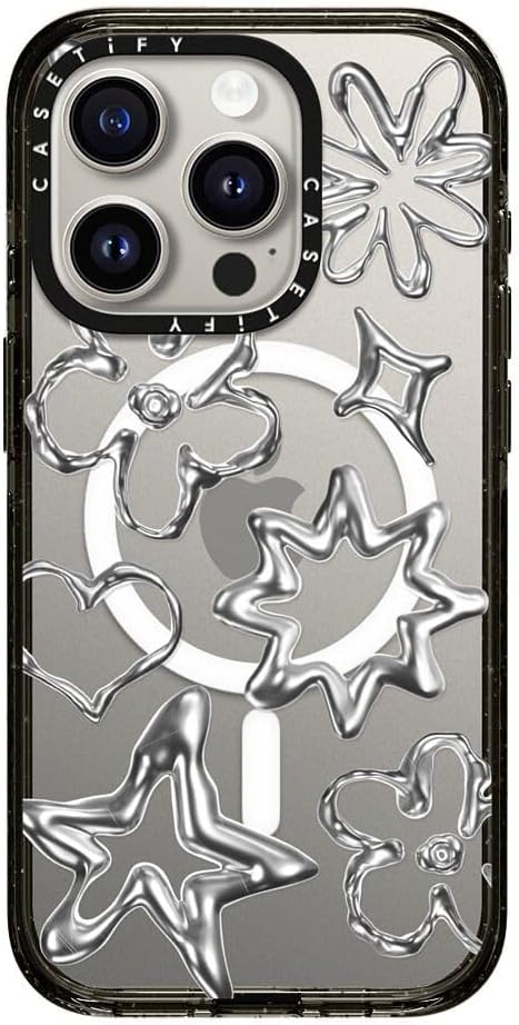 CASETiFY Impact iPhone 15 Pro Max Case [4X Military Grade Drop Tested / 8.2ft Drop Protection/Compatible with Magsafe] White/Black Colorblock - Clear Black