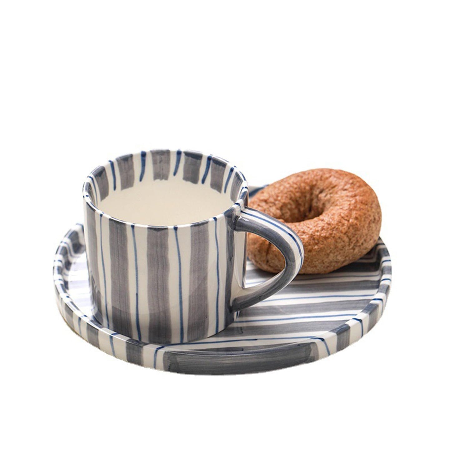 8 Oz Ceramic Coffee Mug Espresso Cups with Saucer Mug And Saucer Set Cup And Saucer Coffee Cups with Saucers Coffee Cups And Saucers,Black