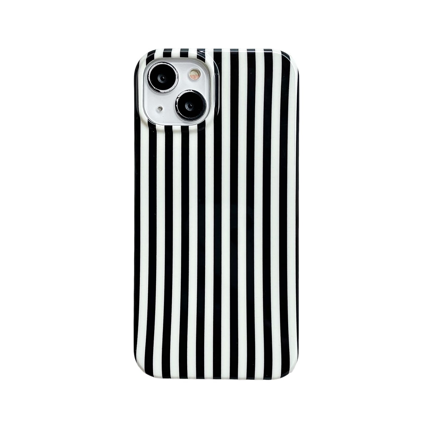 Cute Striped Phone Case Compatible with iPhone 14/13 6.1",Aesthetic Trendy Retro Stripe Pattern Chic Pretty Stylish Protective Girls Women Cover for iPhone 14/13-Black White