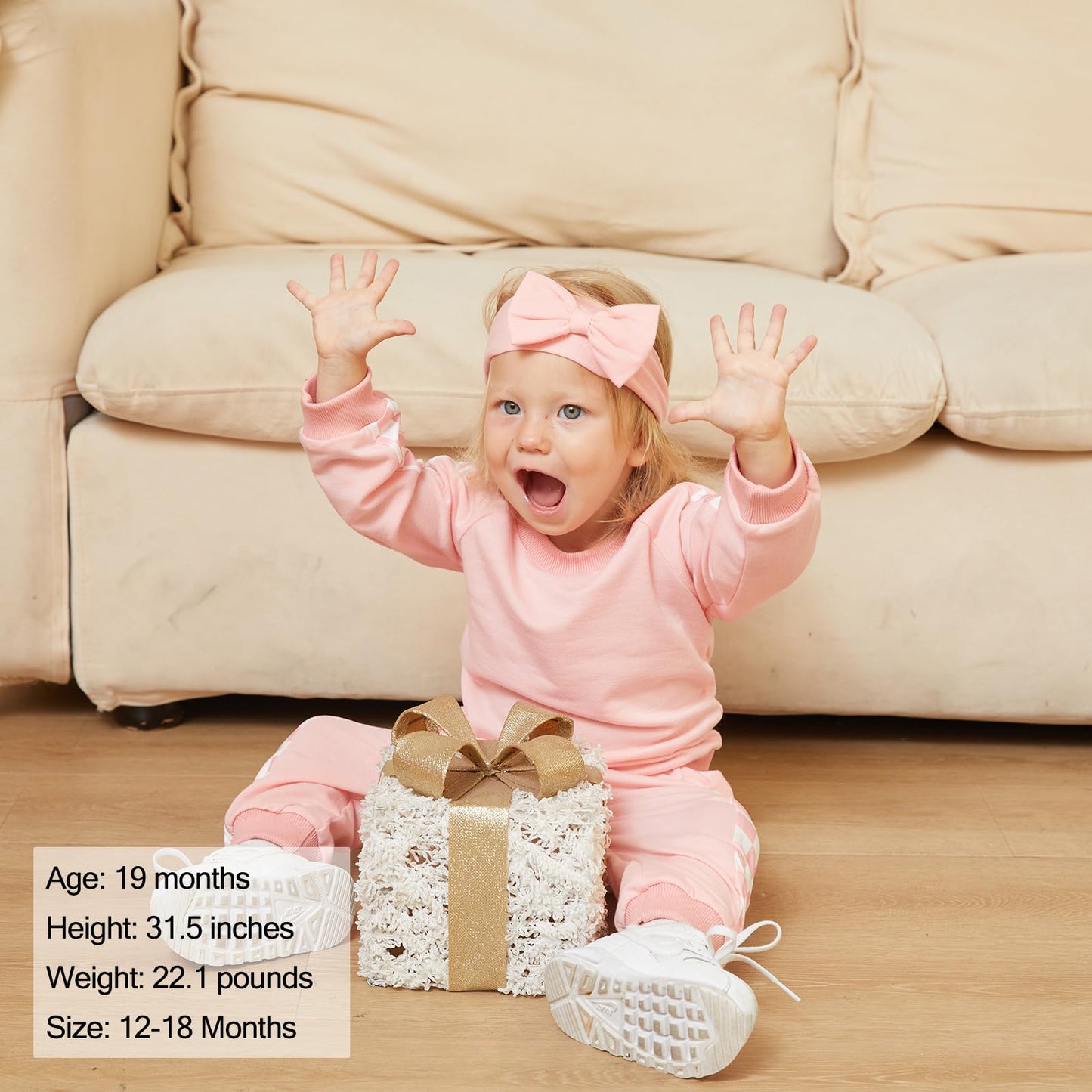 AMAWMW Infant Baby Girl Clothes Long Sleeve Loose Sweatshirts Pockets Pants Headband Outfits Fall Winter Spring Gift