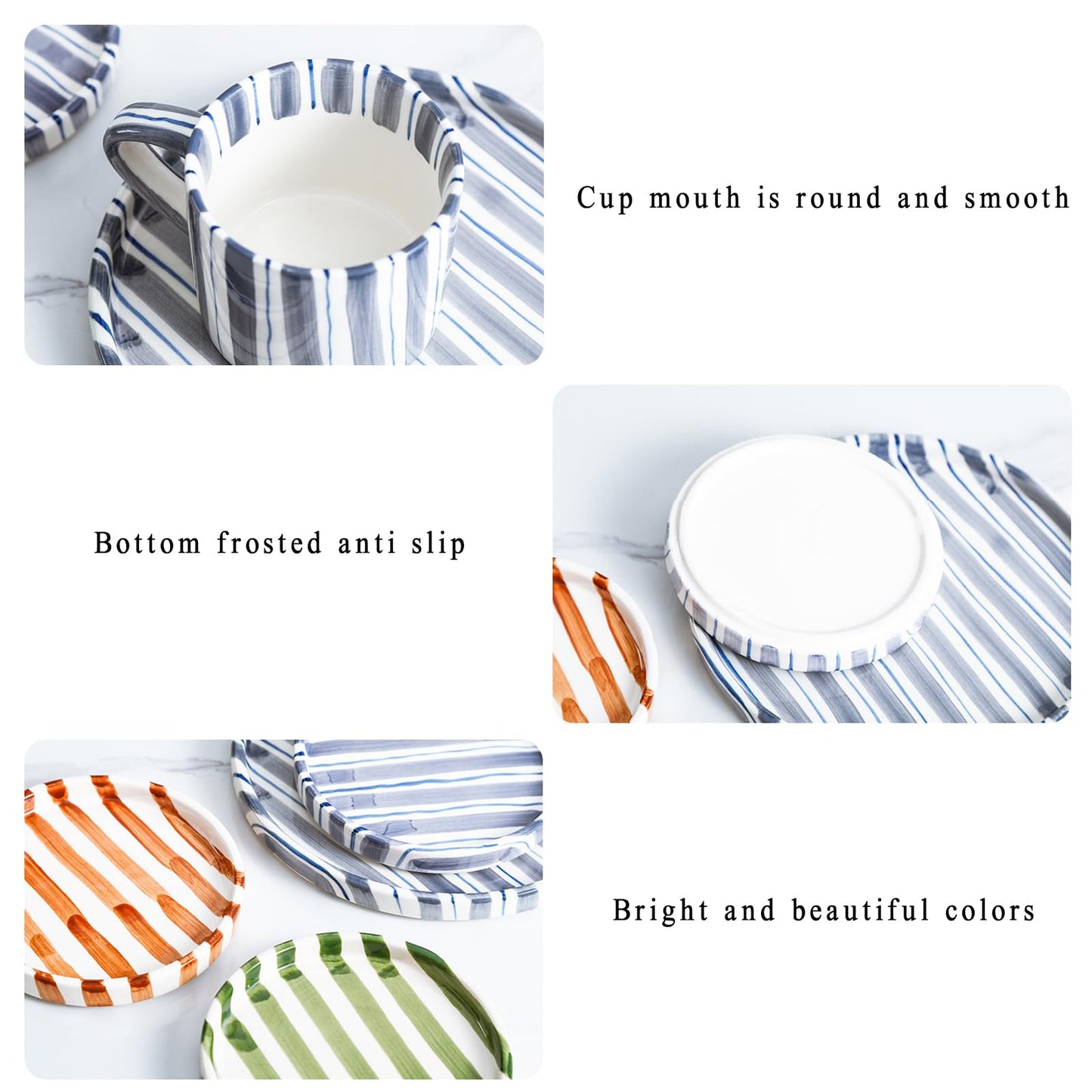 8 Oz Ceramic Coffee Mug Espresso Cups with Saucer Mug And Saucer Set Cup And Saucer Coffee Cups with Saucers Coffee Cups And Saucers,Black