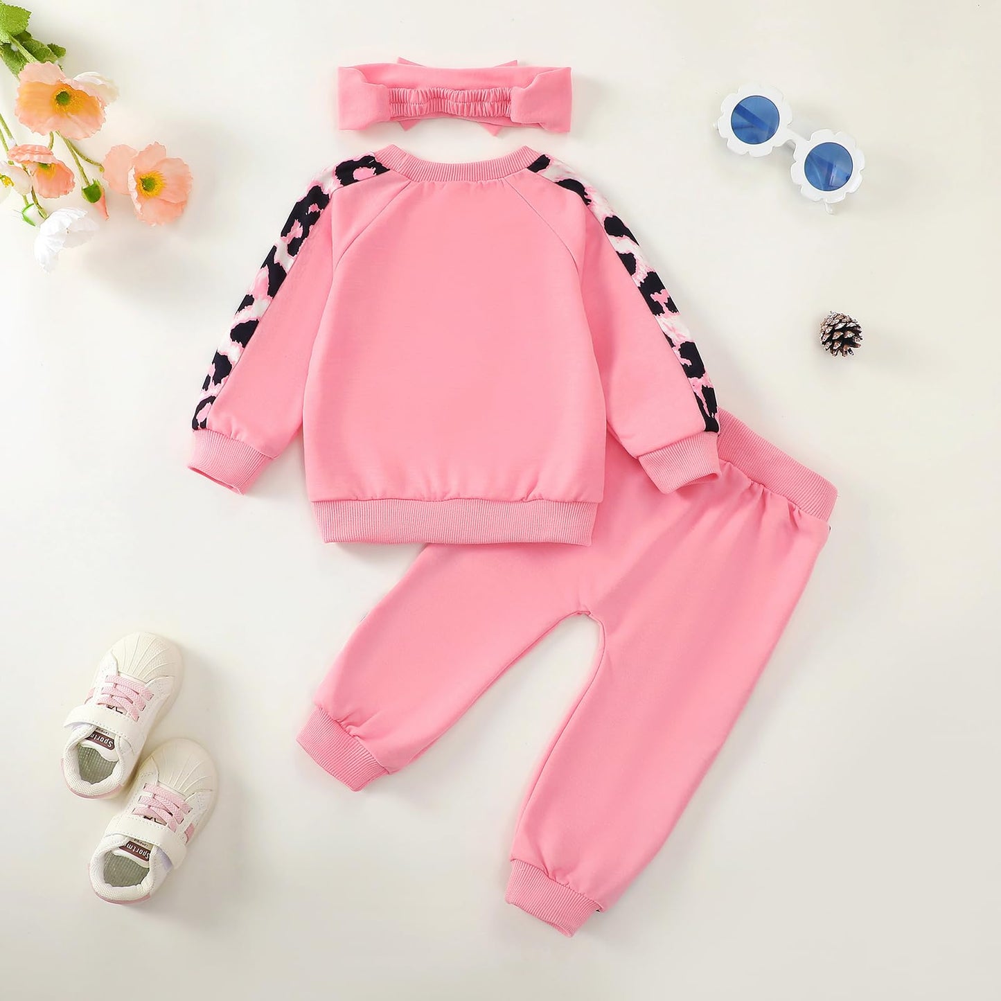 AMAWMW Infant Baby Girl Clothes Long Sleeve Loose Sweatshirts Pockets Pants Headband Outfits Fall Winter Spring Gift