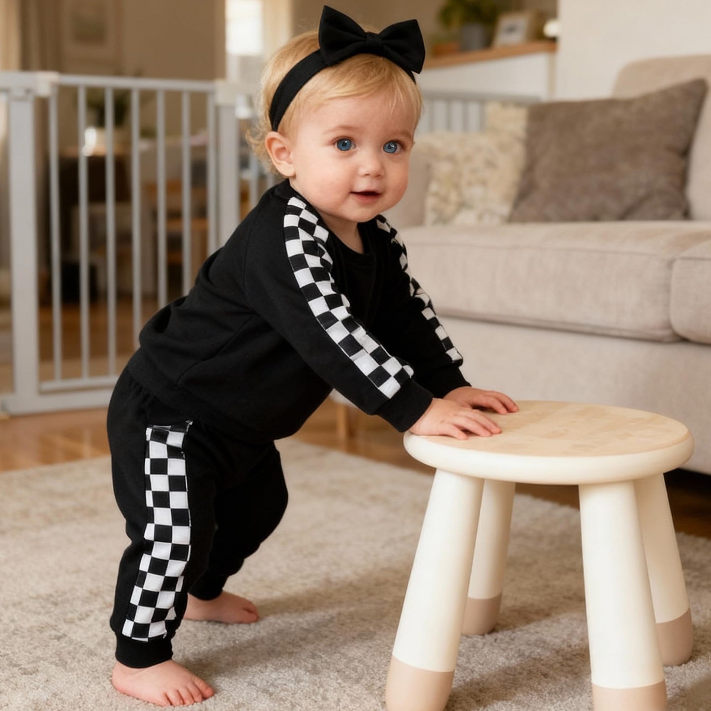 AMAWMW Infant Baby Girl Clothes Long Sleeve Loose Sweatshirts Pockets Pants Headband Outfits Fall Winter Spring Gift