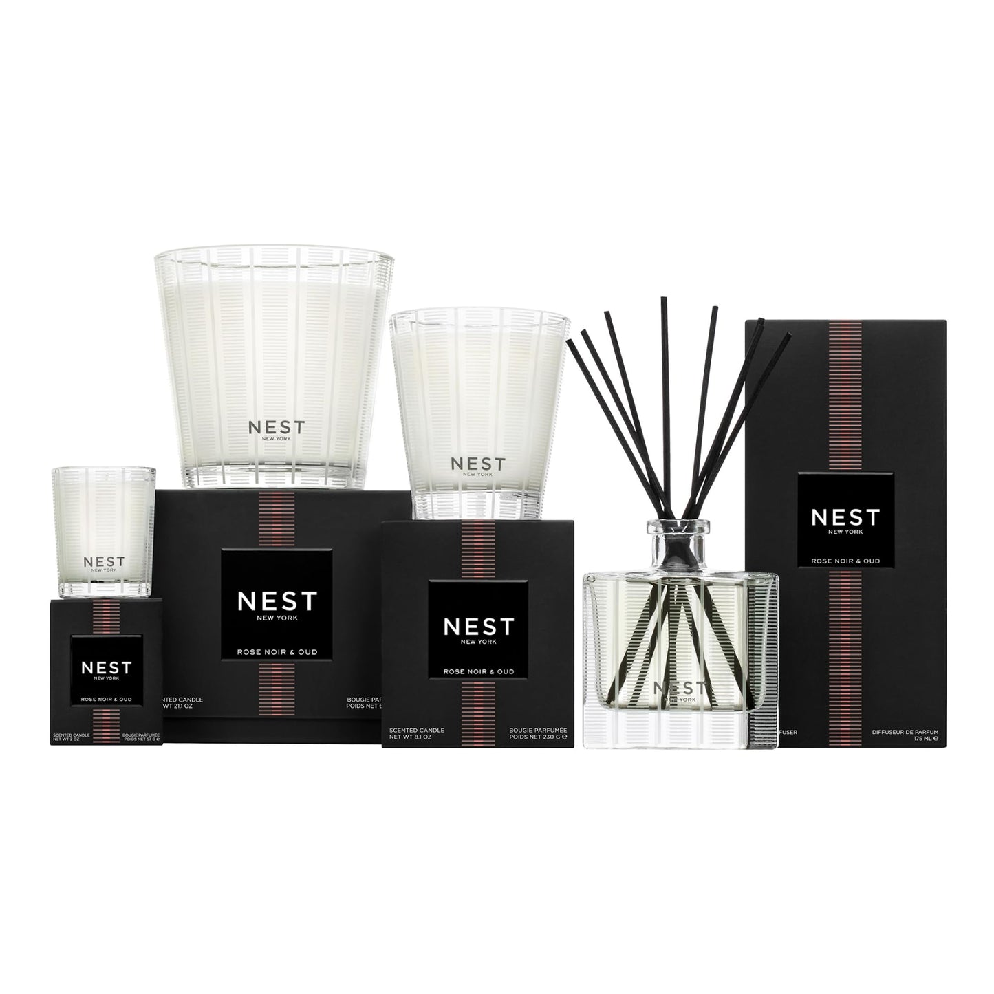 NEST New York Scented Classic Candle, Amber & Incense - 8.1 oz - Up to 60-Hour Burn Time - Reusable Glass Vessel