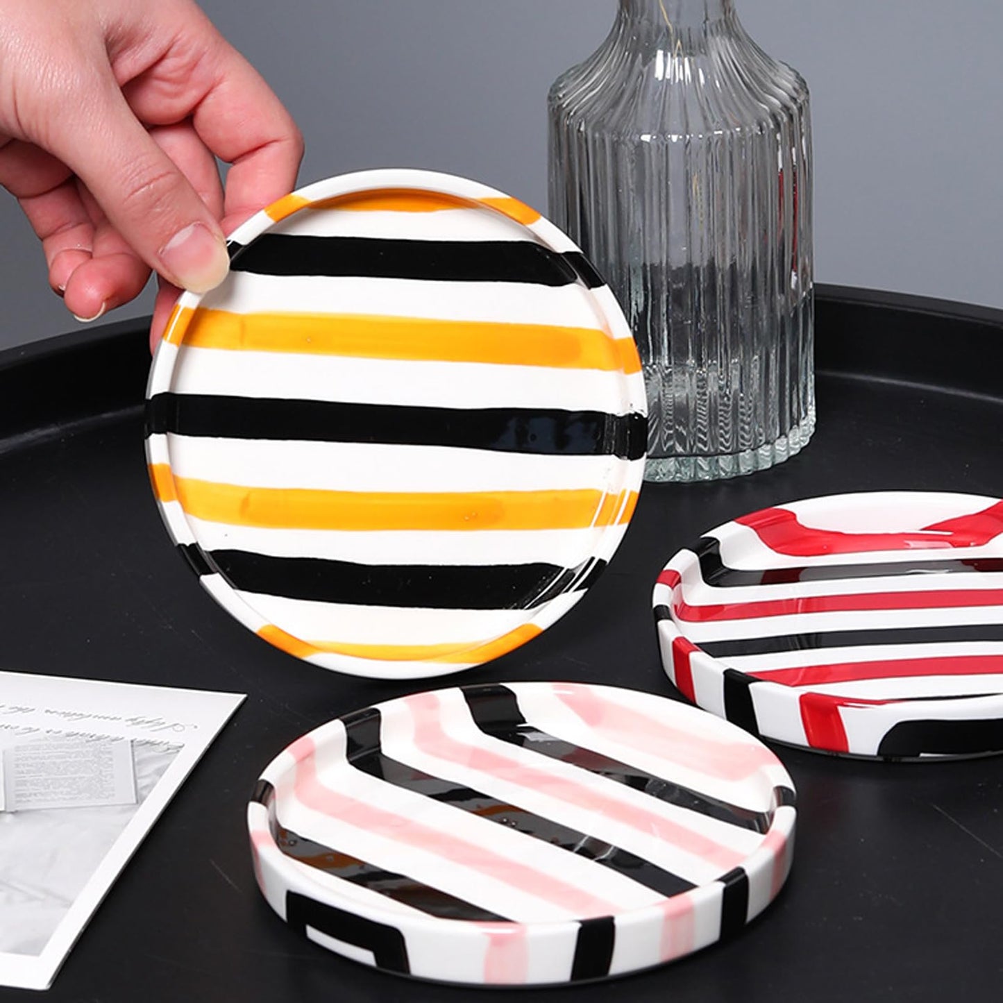 8 Oz Ceramic Coffee Mug Espresso Cups with Saucer Mug And Saucer Set Cup And Saucer Coffee Cups with Saucers Coffee Cups And Saucers,Black