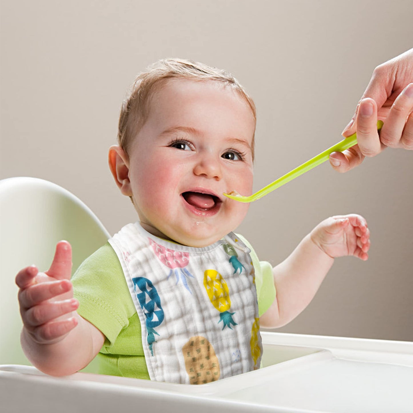 Zainpe 6Pcs Snap Muslin Cotton Bibs for Baby Love Heart Milk Letter Pattern Bib with 6 Absorbent Soft Layers, Machine Washable Burp Cloths for Infants Newborns Toddlers Drooling Feeding and Teething