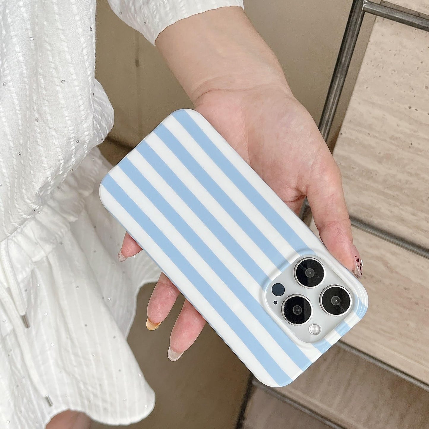 Cute Striped Phone Case Compatible with iPhone 14/13 6.1",Aesthetic Trendy Retro Stripe Pattern Chic Pretty Stylish Protective Girls Women Cover for iPhone 14/13-Black White