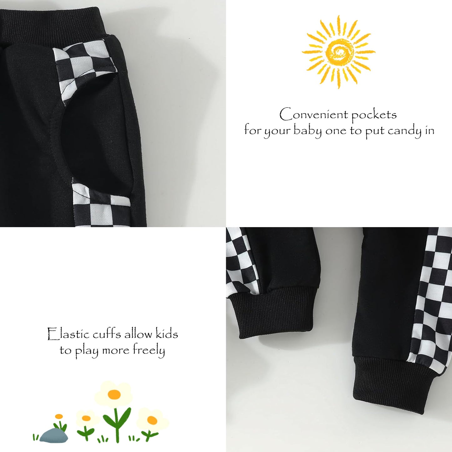 AMAWMW Infant Baby Girl Clothes Long Sleeve Loose Sweatshirts Pockets Pants Headband Outfits Fall Winter Spring Gift