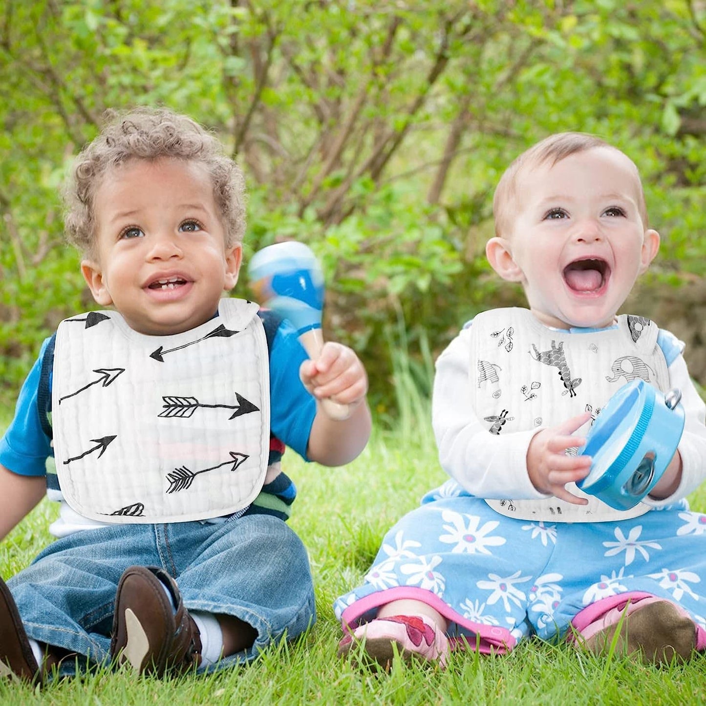 Zainpe 6Pcs Snap Muslin Cotton Bibs for Baby Love Heart Milk Letter Pattern Bib with 6 Absorbent Soft Layers, Machine Washable Burp Cloths for Infants Newborns Toddlers Drooling Feeding and Teething