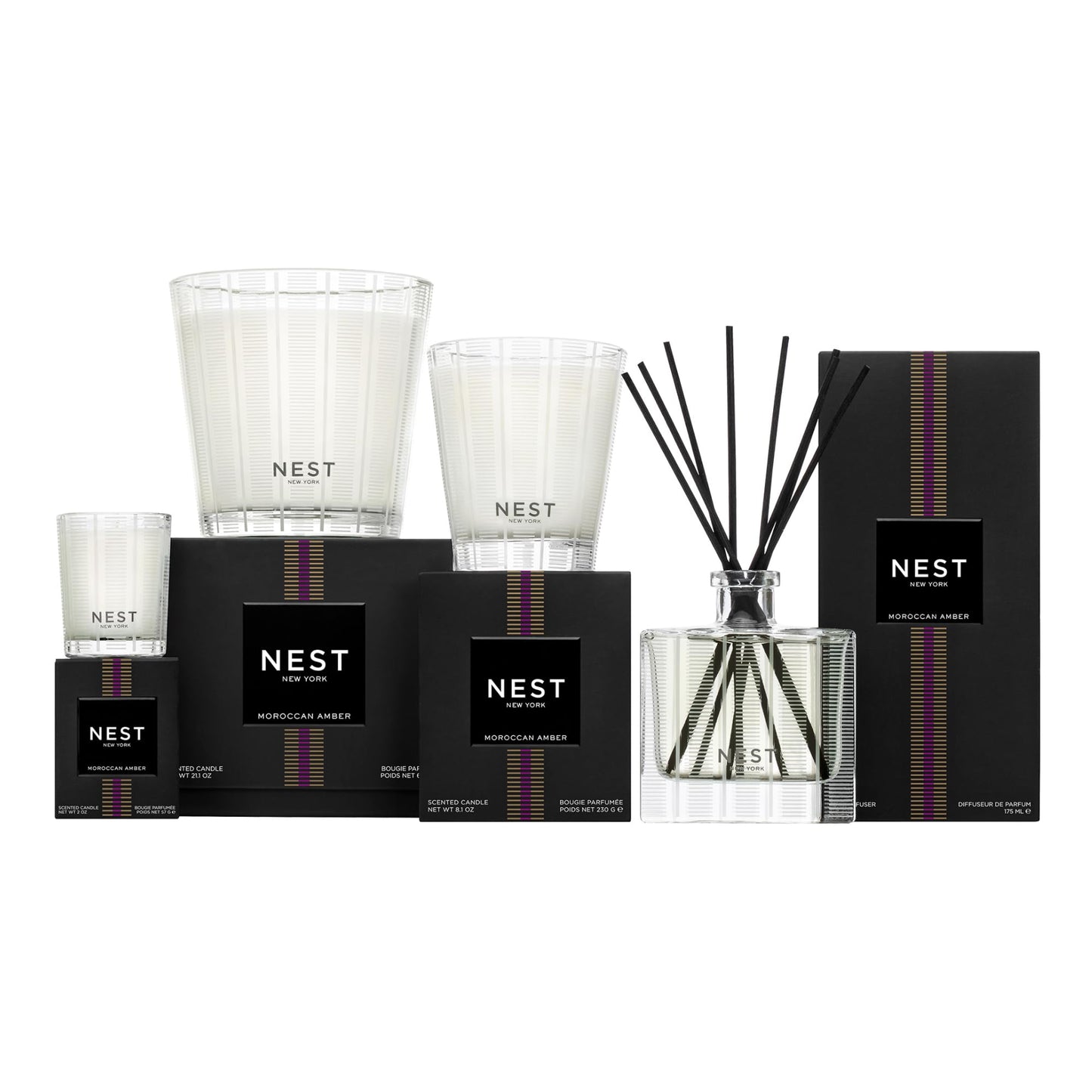 NEST New York Scented Classic Candle, Amber & Incense - 8.1 oz - Up to 60-Hour Burn Time - Reusable Glass Vessel