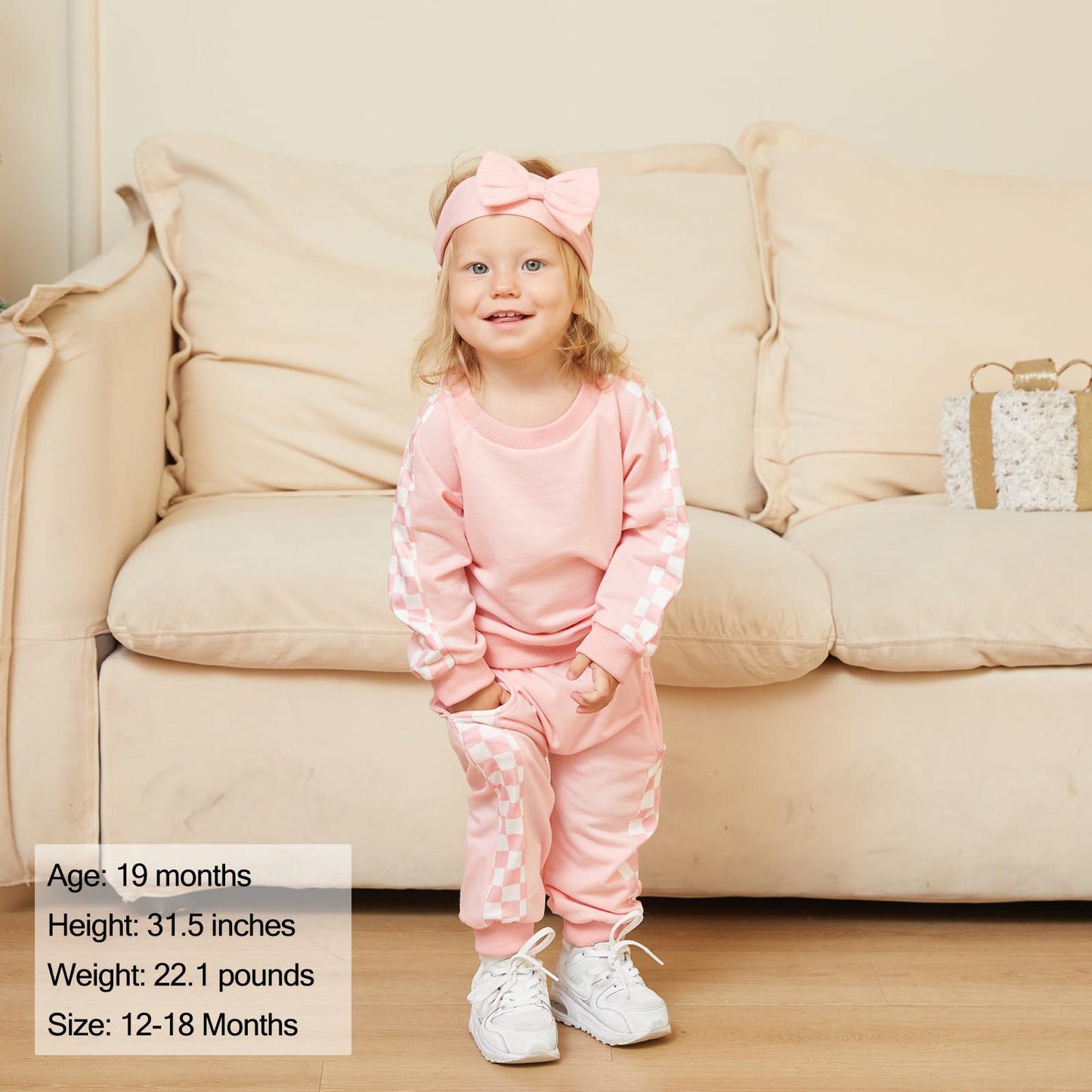 AMAWMW Infant Baby Girl Clothes Long Sleeve Loose Sweatshirts Pockets Pants Headband Outfits Fall Winter Spring Gift