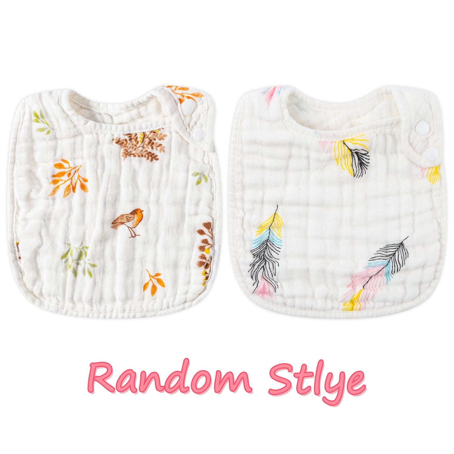 Zainpe 6Pcs Snap Muslin Cotton Bibs for Baby Love Heart Milk Letter Pattern Bib with 6 Absorbent Soft Layers, Machine Washable Burp Cloths for Infants Newborns Toddlers Drooling Feeding and Teething