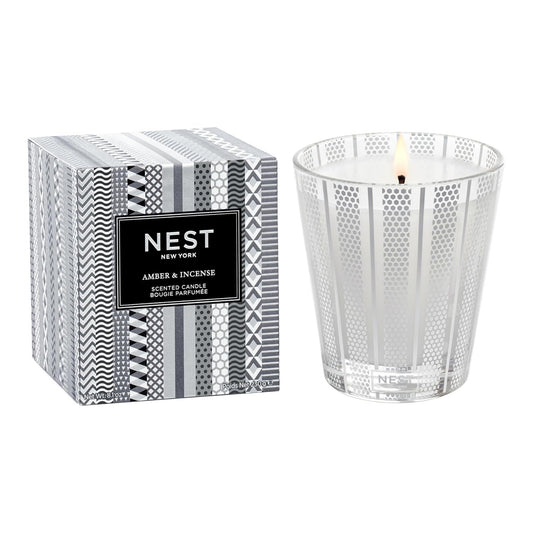 NEST New York Scented Classic Candle, Amber & Incense - 8.1 oz - Up to 60-Hour Burn Time - Reusable Glass Vessel