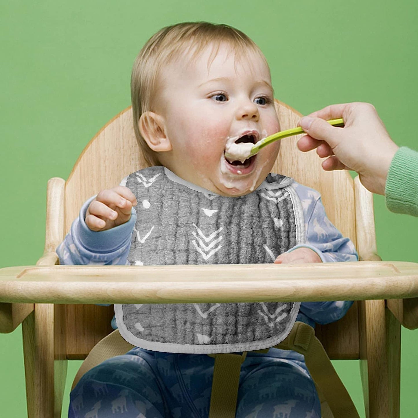 Zainpe 6Pcs Snap Muslin Cotton Bibs for Baby Love Heart Milk Letter Pattern Bib with 6 Absorbent Soft Layers, Machine Washable Burp Cloths for Infants Newborns Toddlers Drooling Feeding and Teething