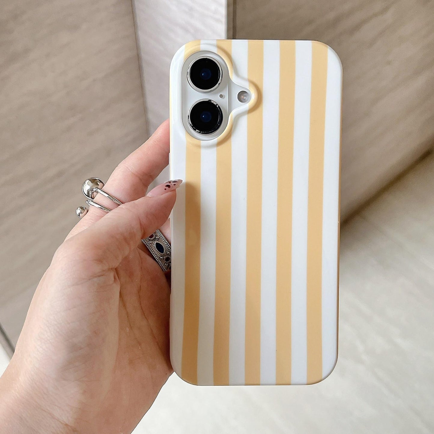 Cute Striped Phone Case Compatible with iPhone 14/13 6.1",Aesthetic Trendy Retro Stripe Pattern Chic Pretty Stylish Protective Girls Women Cover for iPhone 14/13-Black White