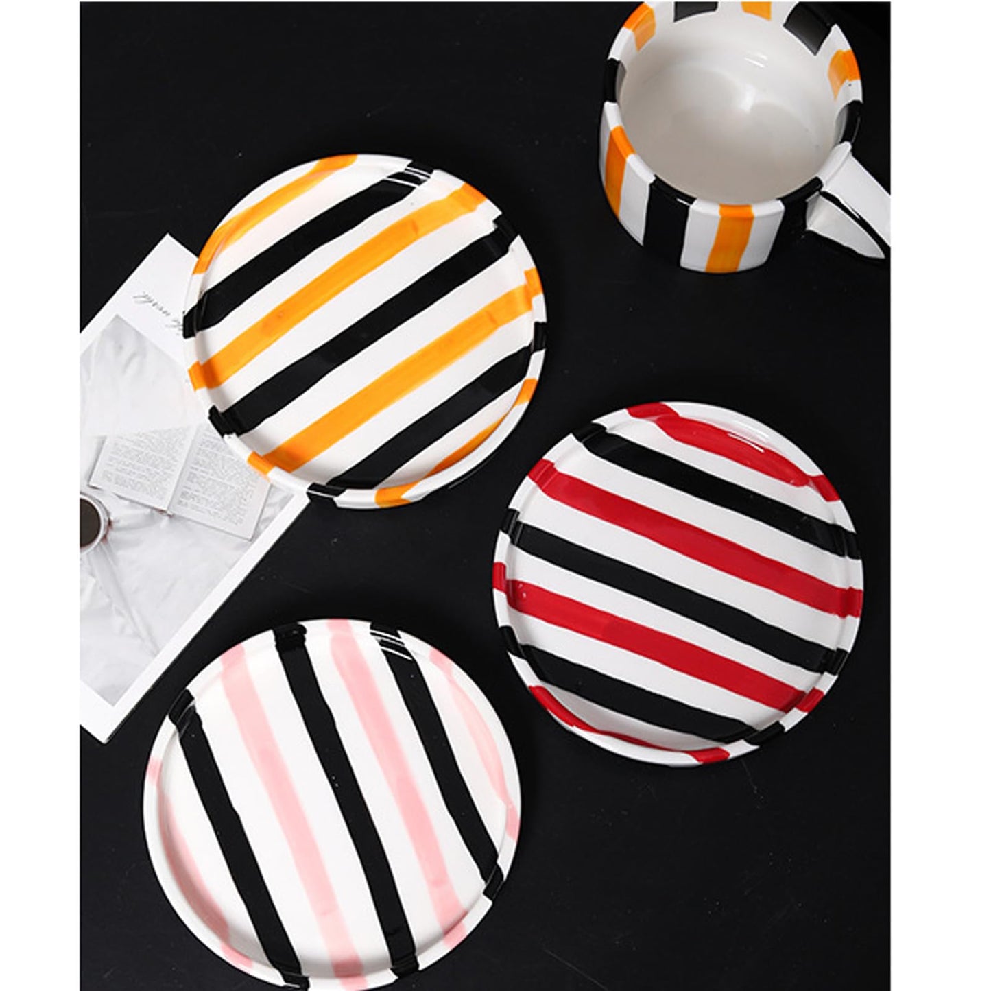 8 Oz Ceramic Coffee Mug Espresso Cups with Saucer Mug And Saucer Set Cup And Saucer Coffee Cups with Saucers Coffee Cups And Saucers,Black